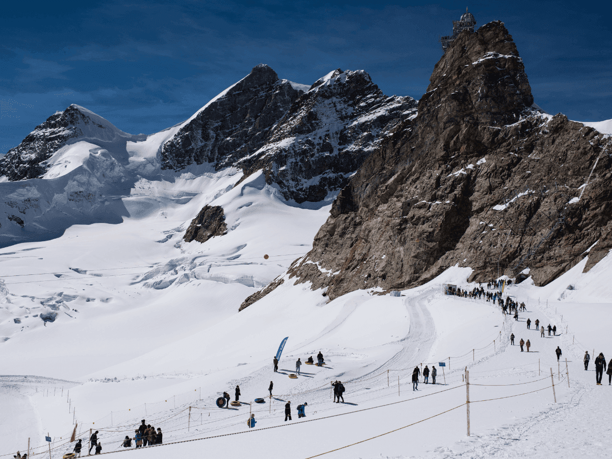Snowfield and Sphinx observatory at Jungfraujoch