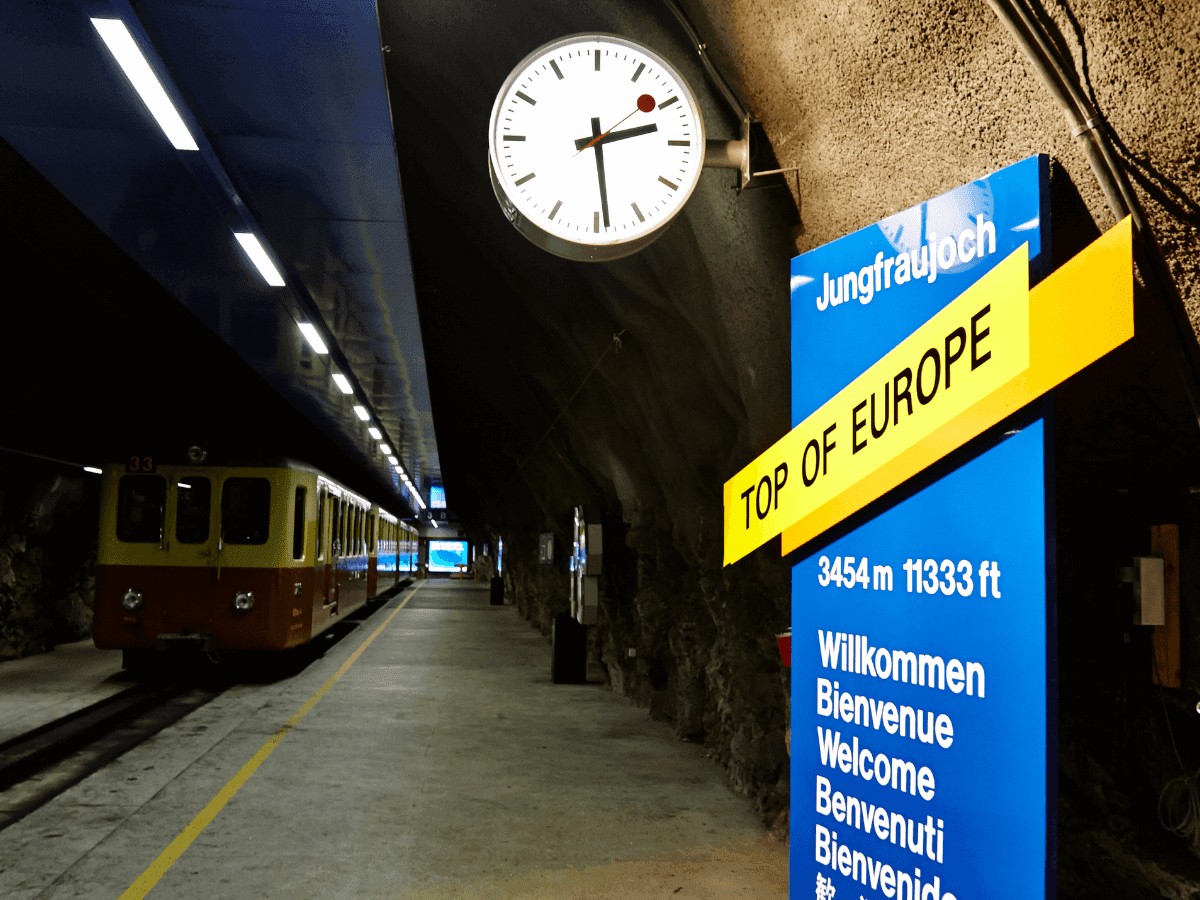 Jungfraujoch Top of Europe railway station at 3,454 meters